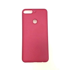 Накладка для HUAWEI Nova 2 Lite силиконовая под кожу с лого цвет красный.
