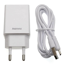 СЗУ (Сетевое зарядное устройство) REMAX RP-U95, 2.4A, 1 USB, кабель Type C, длина 1м, цвет белый