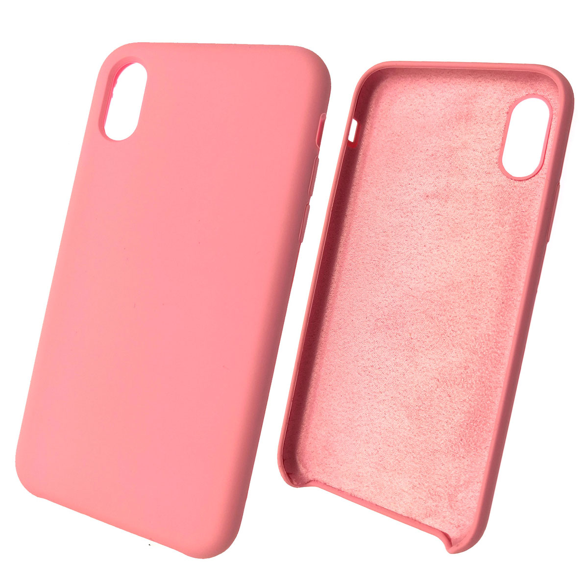 Чехол накладка Silicon Case для APPLE iPhone X, XS, силикон, бархат, цвет розовый песок