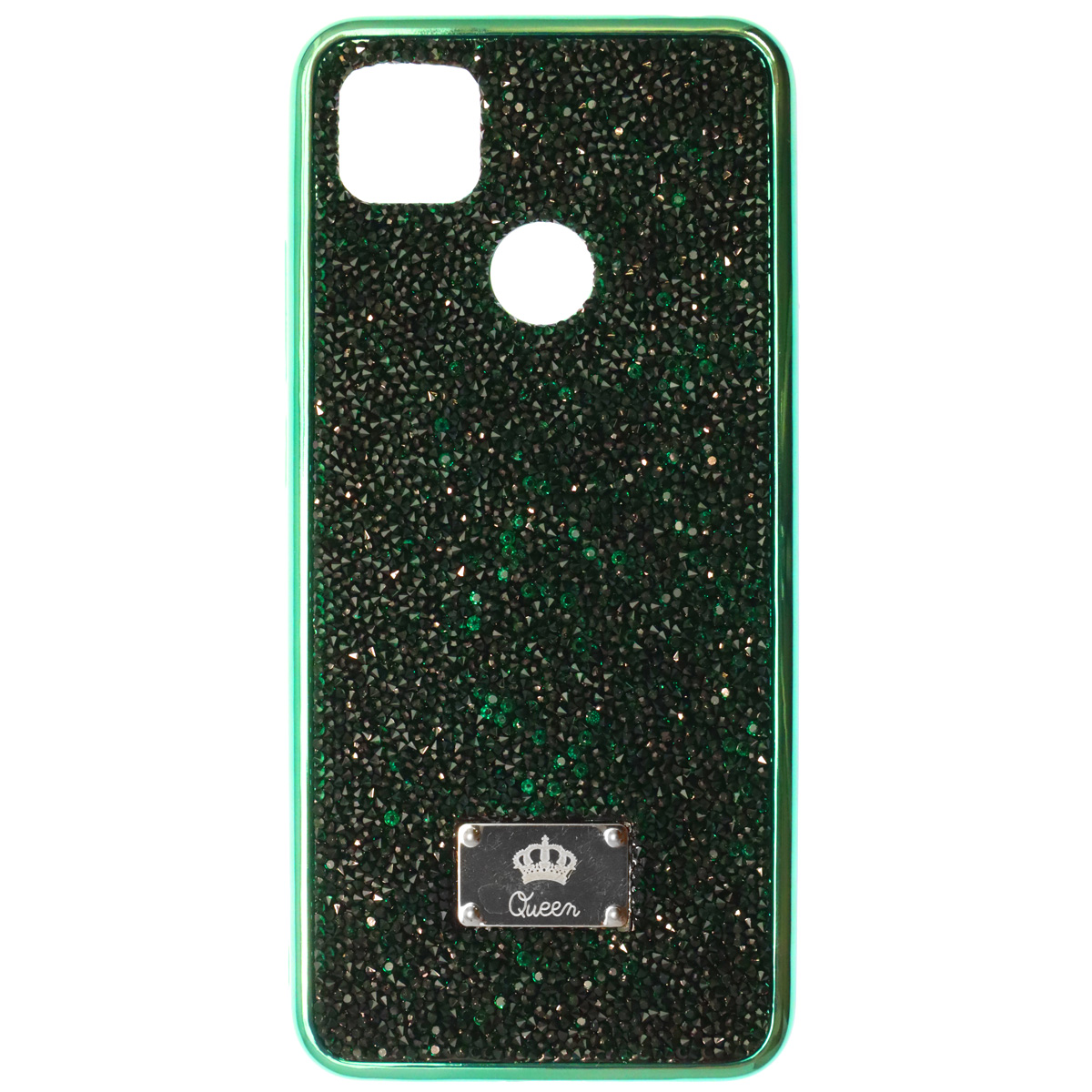 Чехол накладка Queen для XIAOMI Redmi 9C, Redmi 10A, силикон, стразы, цвет зеленый