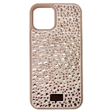 Чехол накладка для APPLE iPhone 12 (6.1"), iPhone 12 Pro (6.1"), стразы, цвет темно бежевый