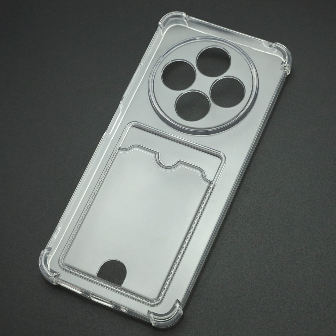 Чехол накладка CARD CASE для XIAOMI Redmi 14C, POCO C75, силикон, защита камеры, усиленные края, отдел для карт, цвет прозрачный