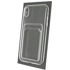 Чехол накладка CARD CASE для APPLE iPhone XR, силикон, отдел для карт, цвет прозрачный