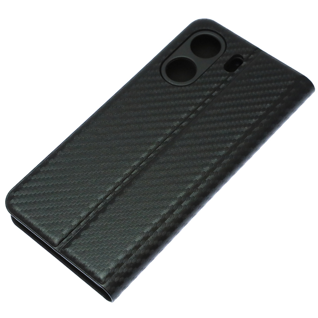 Чехол книжка CHESS для XIAOMI REDMI 13C, POCO C65, текстура карбон, визитница, цвет черный