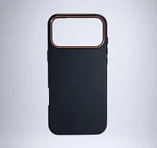 Чехол накладка для APPLE iPhone 17 Pro Max, ударопрочный, силикон, пластик, эффект кожи, цвет черный