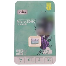 Карта памяти MicroSDHC 32GB JOKER Class 10, без адаптера, цвет бело зеленый