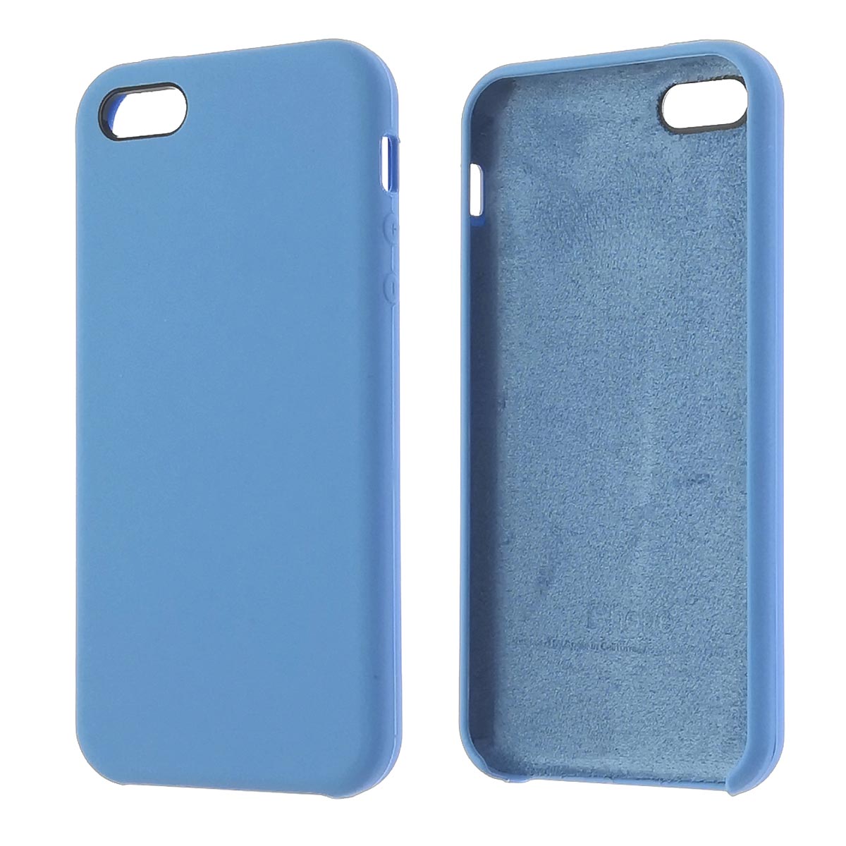 Чехол накладка Silicon Case для APPLE iPhone 5, 5S, SE, силикон, бархат, цвет васильковый.