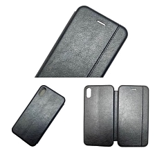 Чехол книжка для APPLE iPhone XS MAX, экокожа, с визитницей, цвет черный.