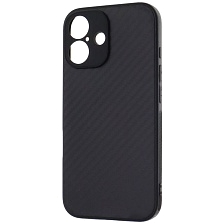 Чехол накладка для APPLE iPhone 16, защита камеры, силикон, карбон, цвет черный