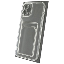 Чехол накладка CARD CASE для APPLE iPhone 13 Pro Max, силикон, отдел для карт, цвет прозрачный