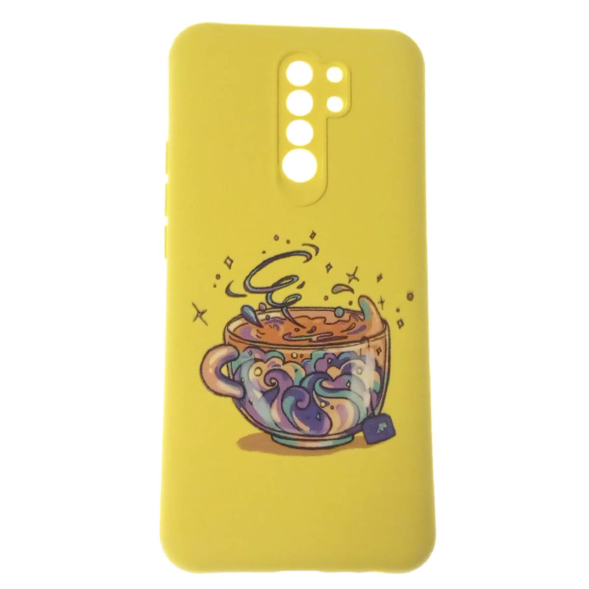 Чехол накладка для XIAOMI Redmi 9, защита камеры, силикон, бархат, рисунок Чашка