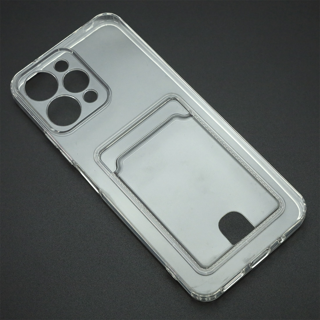 Чехол накладка CARD CASE для XIAOMI Redmi 12 4G, силикон, защита камеры, отдел для карт, цвет прозрачный