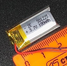 АКБ (Аккумулятор) универсальный ZE 501225p 5.0x12x25mm 3,7v 100mAh на 2х проводках Li-Pol (Литий-Полимерный).