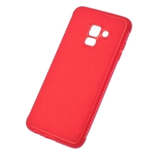 Чехол накладка для SAMSUNG Galaxy A5 2018 (SM-A530), силикон, плетение, цвет красный