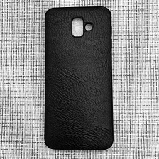 Чехол накладка для SAMSUNG Galaxy J6 Plus (SM-J610), силикон, под кожу, цвет черный