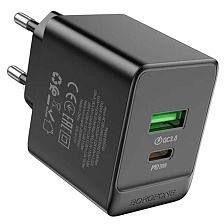 СЗУ (Сетевое зарядное устройство) BOROFONE BAS14A, 20W, 1 Type C, 1 USB, PD20W, QC3.0, цвет черный