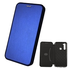Чехол книжка для XIAOMI Redmi Note 8, экокожа, силикон, визитница, цвет темно синий.