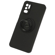Чехол накладка для XIAOMI POCO M3 Pro, XIAOMI Redmi Note 10T, Redmi Note 10 5G, Redmi Note 10 5G, силикон, с кольцом держателем, цвет черный