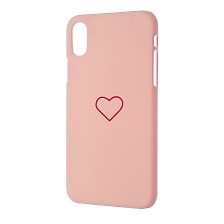 Чехол накладка для APPLE iPhone X, iPhone XS, пластик, матовый, рисунок Сердце, цвет розовый.