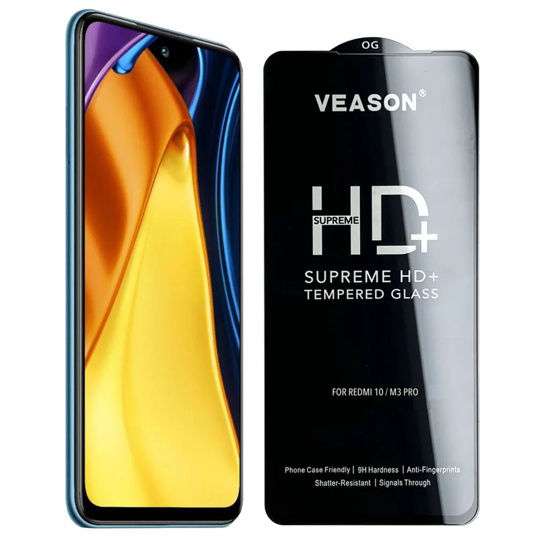 Защитное стекло VEASON HD+ для XIAOMI Poco M3 Pro, Redmi Note 10T, Redmi 10, Redmi Note 10 5G, цвет окантовки черный