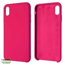Чехол накладка Silicon Case для APPLE iPhone XS MAX, силикон, бархат, цвет малиновый