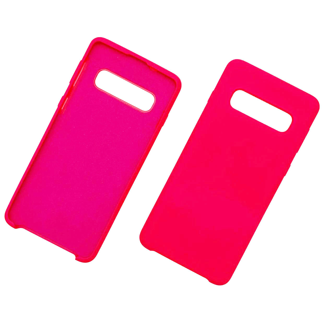 Чехол накладка Silicon Cover для SAMSUNG Galaxy S10 Plus (SM-G975), силикон, бархат, цвет ярко розовый.