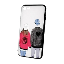 Чехол накладка для APPLE iPhone 7, 8, силикон, рисунок Девушка и парень.