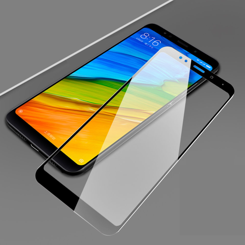 Защитное стекло ГИБКОЕ (Flexible) для Xiaomi RedMi 5 Plus в упаковке,чёрное.