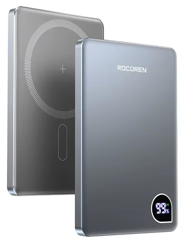 Внешний портативный аккумулятор, Power Bank ROCOREN RCBP1W-BYA0G, Magsafe, 10000 mAh, цвет космически серый