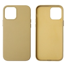 Чехол накладка Leather Case для APPLE iPhone 12 Pro, силикон, бархат, экокожа, цвет желто бежевый Чехол накладка Leather Case для APPLE iPhone 12 Pro, силикон, бархат, экокожа, цвет желто бежевый