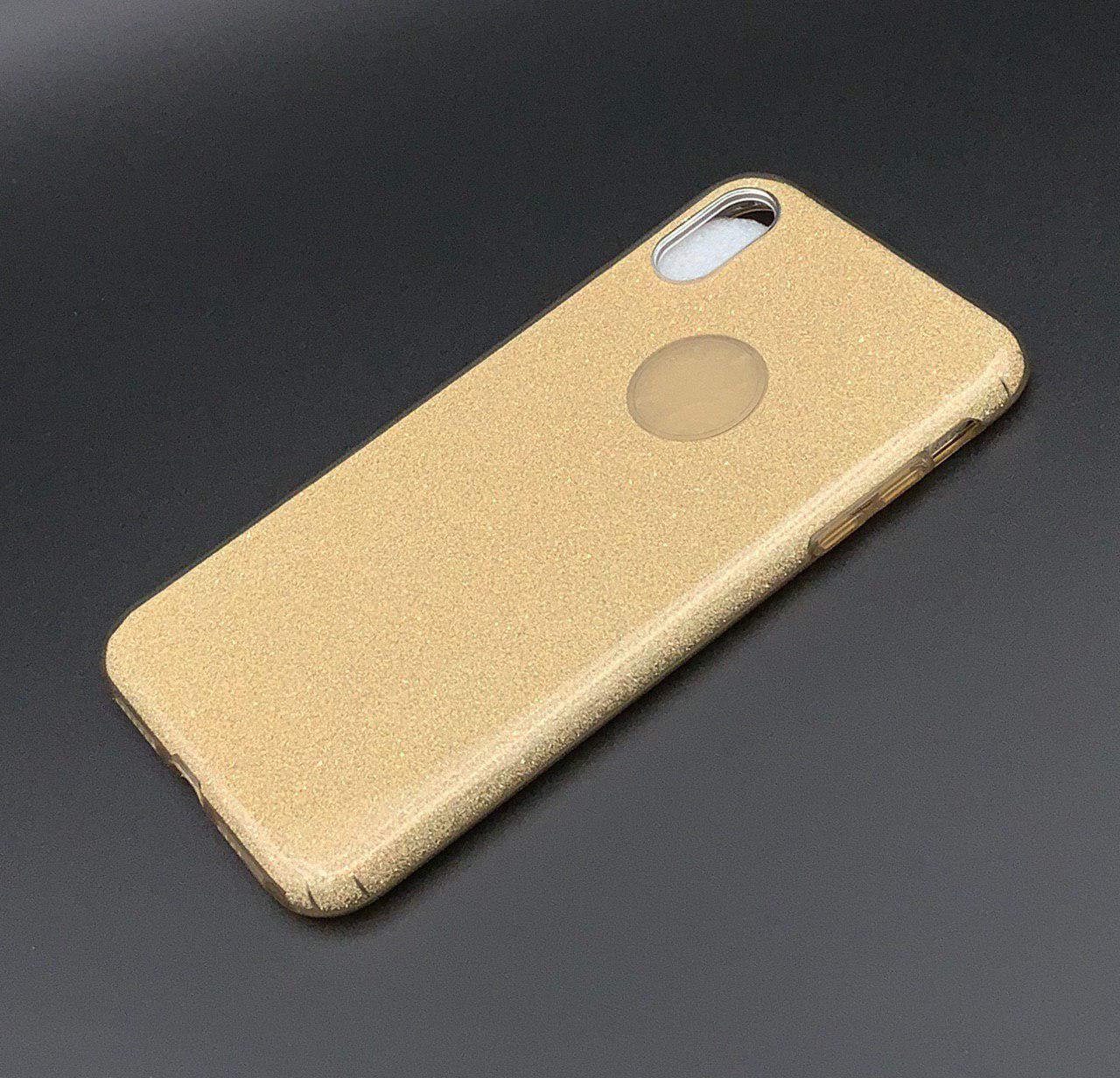 Чехол накладка Shine для APPLE iPhone XS MAX, силикон, блестки, цвет золотистый.