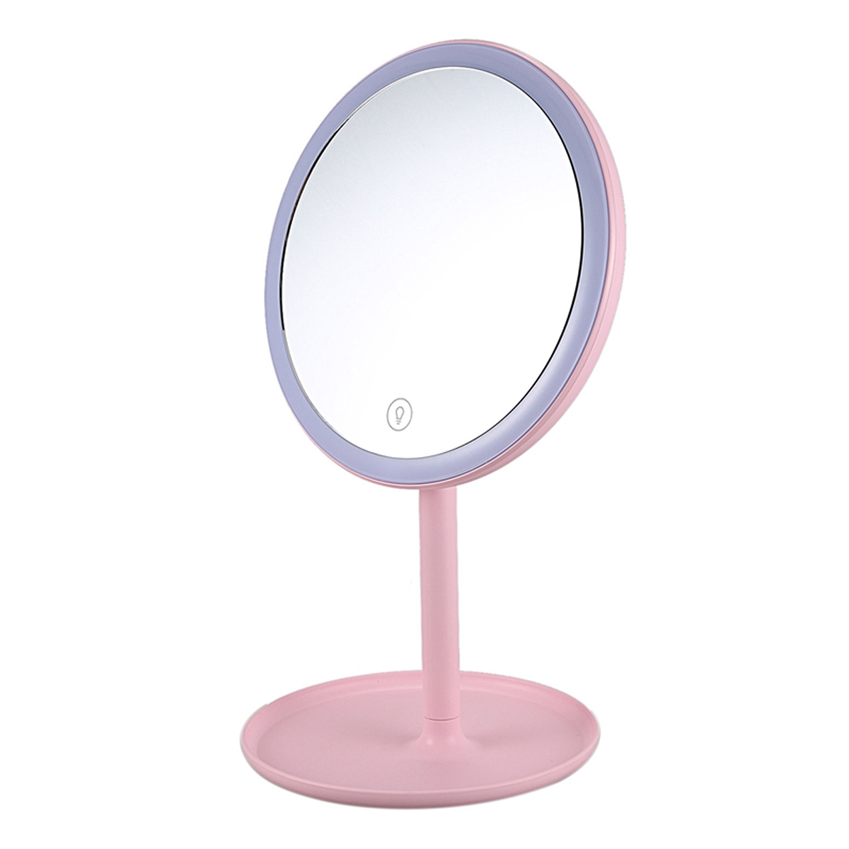 Зеркало косметическое для макияжа с LED подсветкой, цвет розовый.