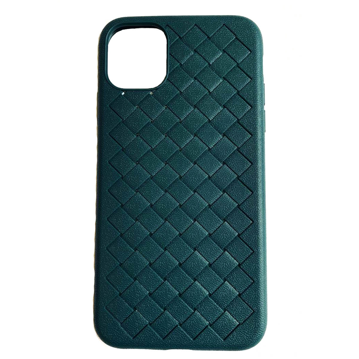 Чехол накладка для APPLE iPhone 12, iPhone 12 Pro (6.1), силикон, плетение, цвет темно зеленый