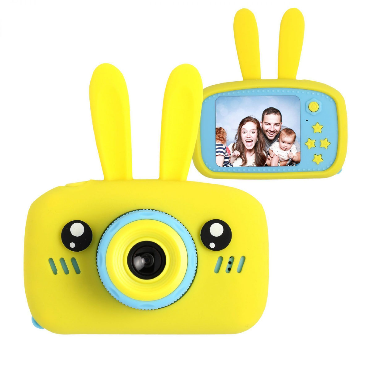 Детский цифровой фотоаппарат (игрушка), портативный, Зайчик, цвет желтый