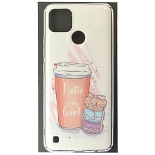 Чехол накладка для Realme C21Y, C25Y, силикон, рисунок Latte is my love!