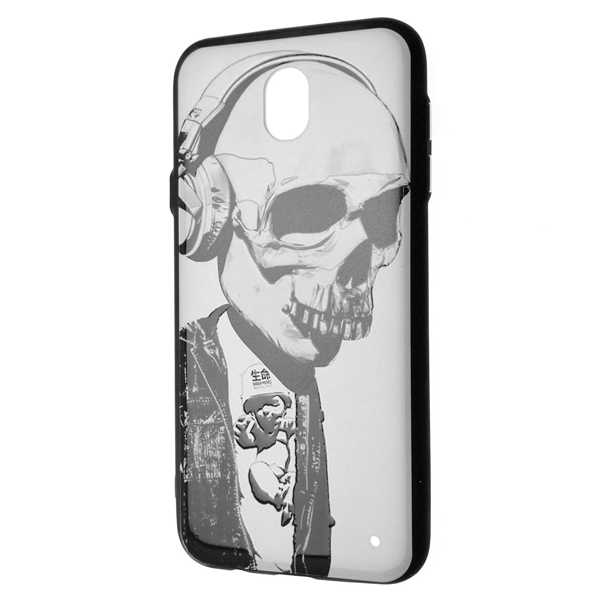 Чехол накладка для SAMSUNG Galaxy J7 2017 (SM-J730), силикон, рисунок Череп Skull In Headphones. Чехол накладка для SAMSUNG Galaxy J7 2017 (SM-J730), силикон, рисунок Череп Skull In Headphones.