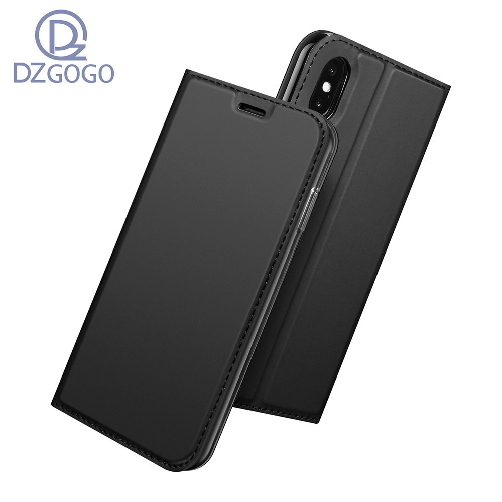 Чехол книжка DZGOGO для APPLE iPhone XS MAX, с визитницей, матовый, цвет черный.