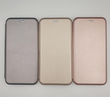 Чехол книжка для XIAOMI REDMI 6, силикон, экокожа, визитница, цвет золотистый.