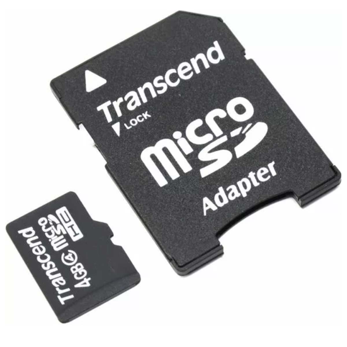 Карта памяти MRM Transcend MicroSDHC 4GB Class 10 + SD адаптер, цвет черный