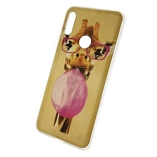 Чехол накладка для HUAWEI Honor 8A, Y6 2019, силикон, рисунок Жираф в очках.