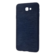 Чехол накладка для SAMSUNG Galaxy J7 Prime (SM-G610), силикон, текстура, цвет темно синий.