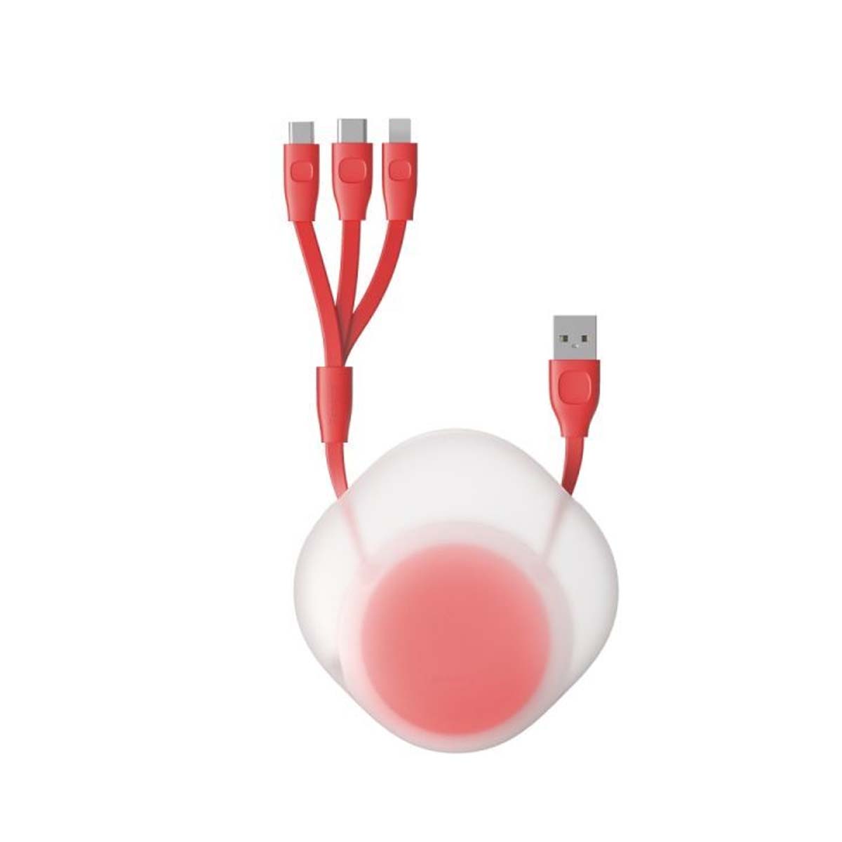 Кабель рулетка Baseus Let`s go 3 in 1 USB на Micro USB, USB Type C, APPLE Lightning 8 pin, 2А, длина 0.85 метра, цвет красный