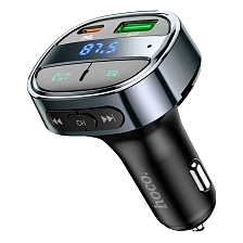 АЗУ (Автомобильное зарядное устройство) HOCO E70 с FM трансмиттером, 30W, Bluetooth, 1 USB, 1 USB Type C, LED дисплей, PD30W, QC3.0, цвет черный