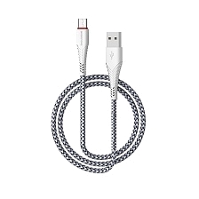 Кабель BOROFONE BX25 Powerful USB Type C, 3.0А, длина 1 метр, силикон, нейлоновое армирование, цвет белый Кабель BOROFONE BX25 Powerful USB Type C, 3.0А, длина 1 метр, силикон, нейлоновое армирование, цвет белый