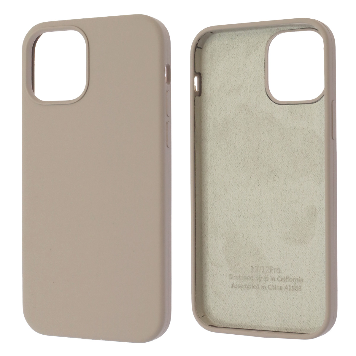 Чехол накладка Silicon Case для APPLE iPhone 12, iPhone 12 Pro, силикон, бархат, цвет бежевый Чехол накладка Silicon Case для APPLE iPhone 12, iPhone 12 Pro, силикон, бархат, цвет бежевый