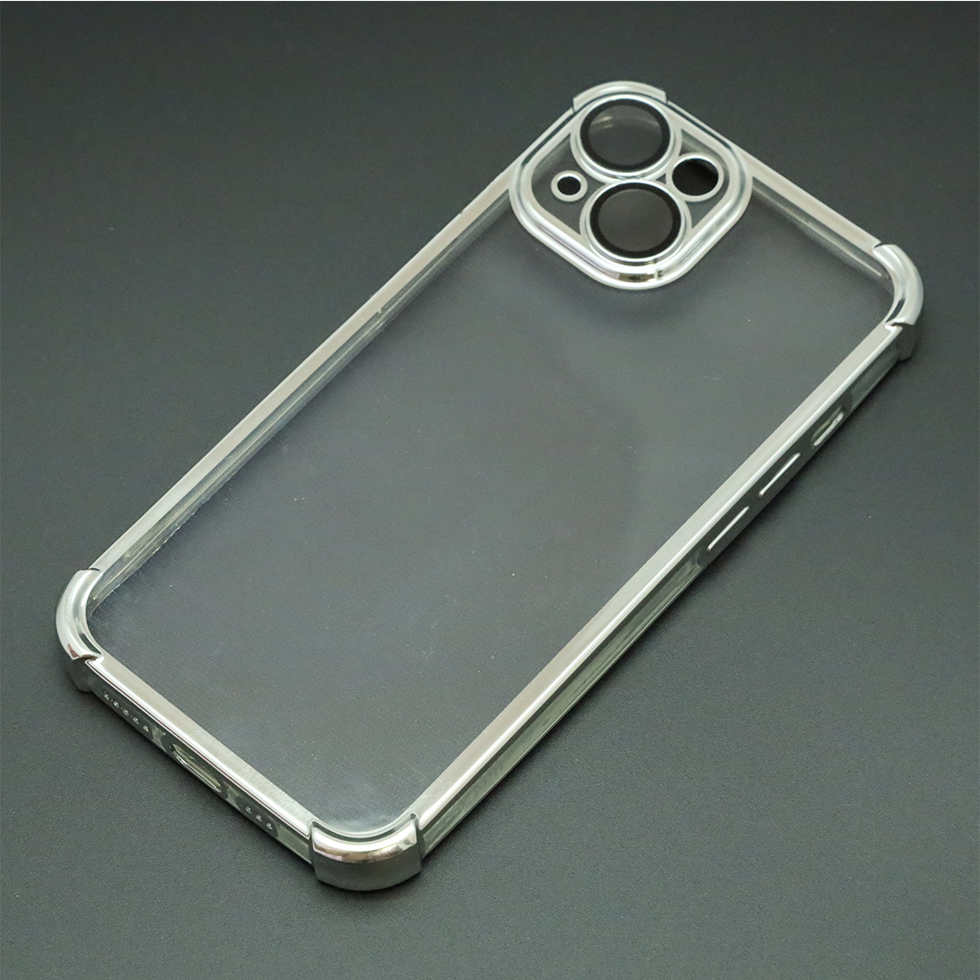 Чехол накладка для APPLE iPhone 14, силикон, защита камеры, цвет окантовки серебристый