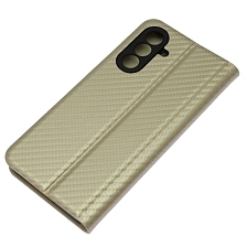 Чехол книжка CHESS для SAMSUNG Galaxy A56, текстура карбон, визитница, цвет золотистый