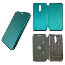 Чехол книжка для XIAOMI Redmi 8, экокожа, визитница, цвет темно зеленый