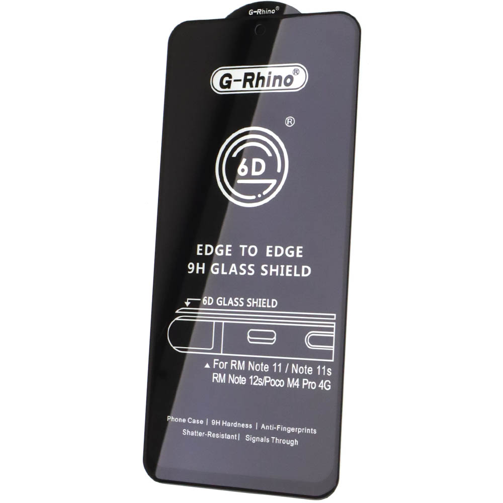 Защитное стекло 6D G-Rhino для XIAOMI Redmi Note 11 4G, Redmi Note 11S, Redmi Note 12S, POCO M4 Pro 4G, цвет окантовки черный