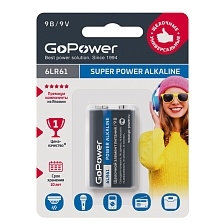 Батарейка GOPOWER Крона 6LR61 BL1 Alkaline 9V